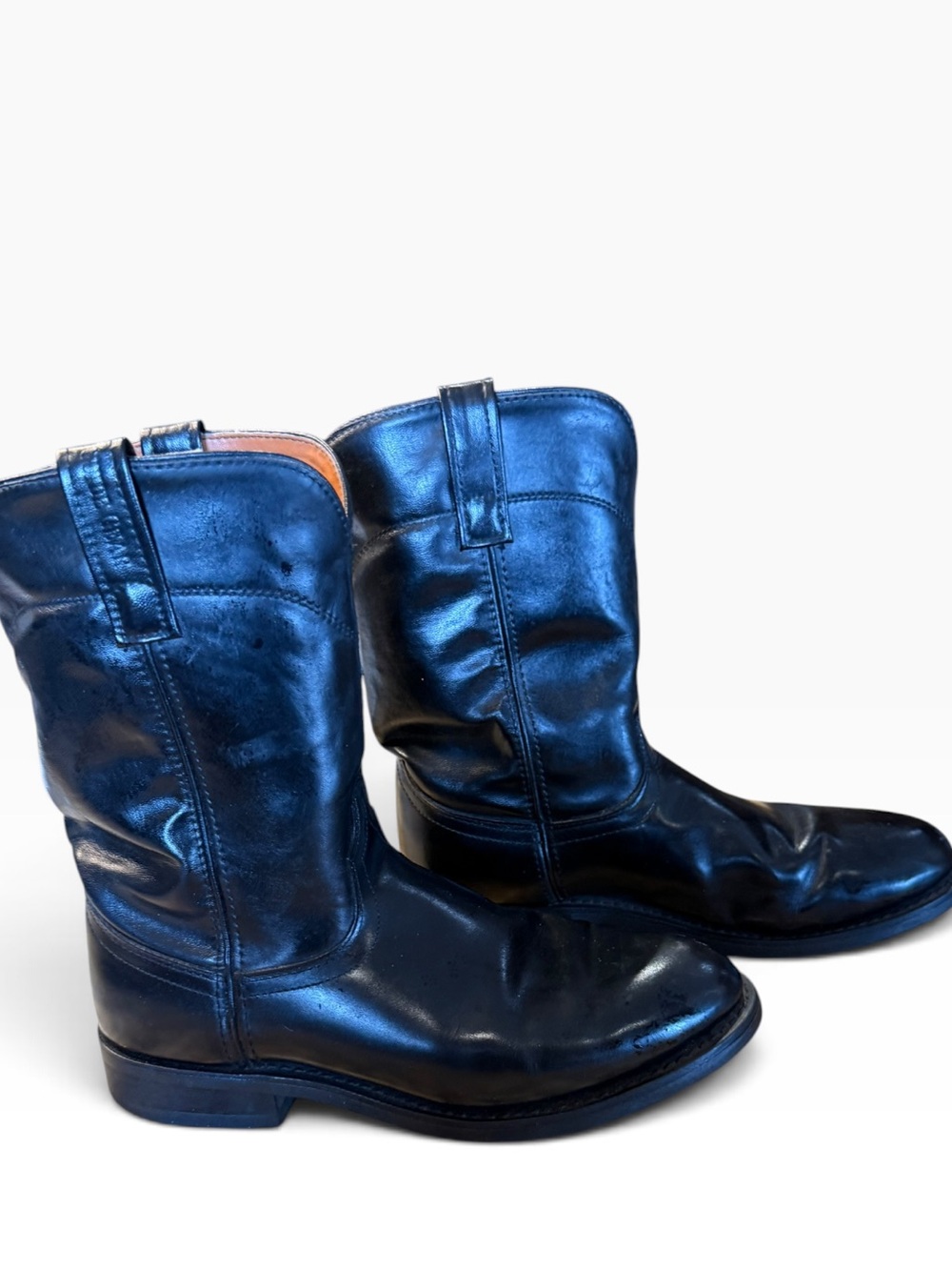 Guide Gear Men's 9D Black Leather Roper Western Pull-On Boots